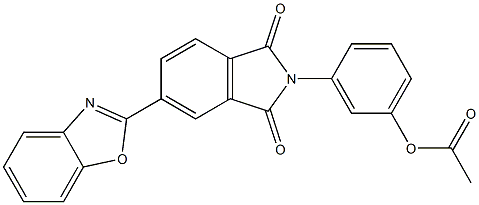 3-[5-(1,3-benzoxazol-2-yl)-1,3-dioxo-1,3-dihydro-2H-isoindol-2-yl]phenyl acetate Struktur