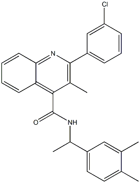 2-(3-chlorophenyl)-N-[1-(3,4-dimethylphenyl)ethyl]-3-methyl-4-quinolinecarboxamide Struktur