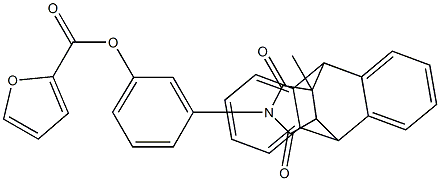 3-(15-methyl-16,18-dioxo-17-azapentacyclo[6.6.5.0~2,7~.0~9,14~.0~15,19~]nonadeca-2,4,6,9,11,13-hexaen-17-yl)phenyl 2-furoate Struktur