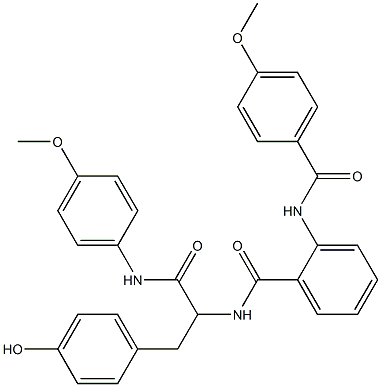 N-[1-(4-hydroxybenzyl)-2-(4-methoxyanilino)-2-oxoethyl]-2-[(4-methoxybenzoyl)amino]benzamide Struktur