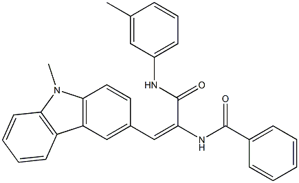 N-[2-(9-methyl-9H-carbazol-3-yl)-1-(3-toluidinocarbonyl)vinyl]benzamide Struktur