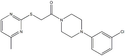 2-[4-(3-chlorophenyl)-1-piperazinyl]-2-oxoethyl 4-methyl-2-pyrimidinyl sulfide Struktur