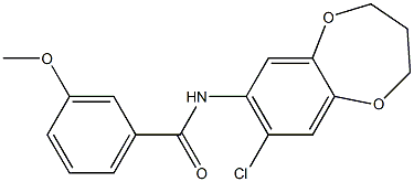 N-(8-chloro-3,4-dihydro-2H-1,5-benzodioxepin-7-yl)-3-methoxybenzamide Struktur