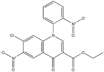 ethyl 7-chloro-6-nitro-1-{2-nitrophenyl}-4-oxo-1,4-dihydro-3-quinolinecarboxylate Struktur