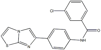 3-chloro-N-(4-imidazo[2,1-b][1,3]thiazol-6-ylphenyl)benzamide Struktur