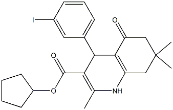 cyclopentyl 4-(3-iodophenyl)-2,7,7-trimethyl-5-oxo-1,4,5,6,7,8-hexahydro-3-quinolinecarboxylate Struktur