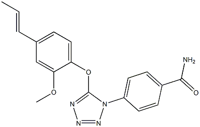 4-{5-[2-methoxy-4-(1-propenyl)phenoxy]-1H-tetraazol-1-yl}benzamide Struktur