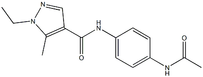 N-[4-(acetylamino)phenyl]-1-ethyl-5-methyl-1H-pyrazole-4-carboxamide Struktur