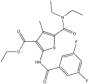 ethyl 5-[(diethylamino)carbonyl]-2-[(3,5-difluorobenzoyl)amino]-4-methyl-3-thiophenecarboxylate Struktur