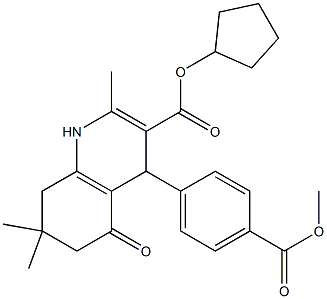 cyclopentyl 2,7,7-trimethyl-4-{4-[(methyloxy)carbonyl]phenyl}-5-oxo-1,4,5,6,7,8-hexahydroquinoline-3-carboxylate Struktur