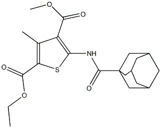 2-ethyl 4-methyl 5-[(1-adamantylcarbonyl)amino]-3-methyl-2,4-thiophenedicarboxylate Struktur