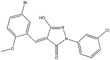 4-(5-bromo-2-methoxybenzylidene)-2-(3-chlorophenyl)-5-hydroxy-2,4-dihydro-3H-pyrazol-3-one Struktur