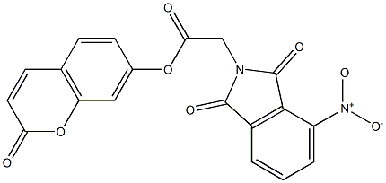 2-oxo-2H-chromen-7-yl {4-nitro-1,3-dioxo-1,3-dihydro-2H-isoindol-2-yl}acetate Struktur