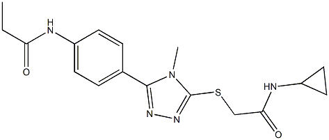 N-[4-(5-{[2-(cyclopropylamino)-2-oxoethyl]sulfanyl}-4-methyl-4H-1,2,4-triazol-3-yl)phenyl]propanamide Struktur