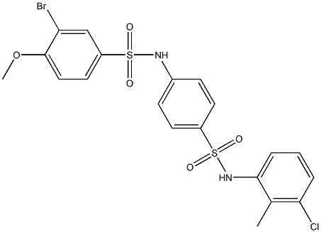 3-bromo-N-{4-[(3-chloro-2-methylanilino)sulfonyl]phenyl}-4-methoxybenzenesulfonamide Struktur