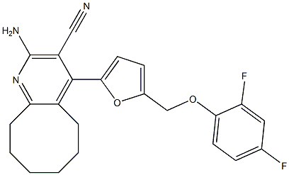 2-amino-4-{5-[(2,4-difluorophenoxy)methyl]-2-furyl}-5,6,7,8,9,10-hexahydrocycloocta[b]pyridine-3-carbonitrile Struktur