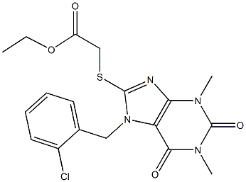 ethyl {[7-(2-chlorobenzyl)-1,3-dimethyl-2,6-dioxo-2,3,6,7-tetrahydro-1H-purin-8-yl]thio}acetate Struktur