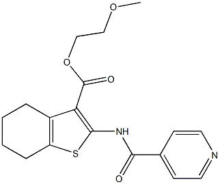 2-methoxyethyl 2-(isonicotinoylamino)-4,5,6,7-tetrahydro-1-benzothiophene-3-carboxylate Struktur