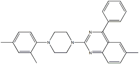 2-[4-(2,4-dimethylphenyl)-1-piperazinyl]-6-methyl-4-phenylquinazoline Struktur