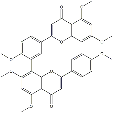 8-[5-(5,7-dimethoxy-4-oxo-4H-chromen-2-yl)-2-methoxyphenyl]-5,7-dimethoxy-2-(4-methoxyphenyl)-4H-chromen-4-one Struktur