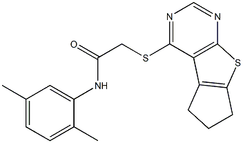 2-(6,7-dihydro-5H-cyclopenta[4,5]thieno[2,3-d]pyrimidin-4-ylsulfanyl)-N-(2,5-dimethylphenyl)acetamide Struktur