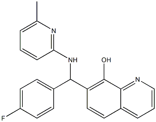 7-{(4-fluorophenyl)[(6-methyl-2-pyridinyl)amino]methyl}-8-quinolinol Struktur