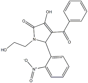 4-benzoyl-3-hydroxy-1-(2-hydroxyethyl)-5-{2-nitrophenyl}-1,5-dihydro-2H-pyrrol-2-one Struktur