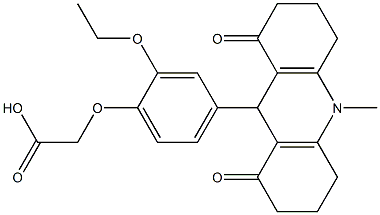 [2-ethoxy-4-(10-methyl-1,8-dioxo-1,2,3,4,5,6,7,8,9,10-decahydro-9-acridinyl)phenoxy]acetic acid Struktur