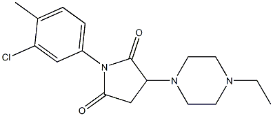 1-(3-chloro-4-methylphenyl)-3-(4-ethyl-1-piperazinyl)-2,5-pyrrolidinedione Struktur