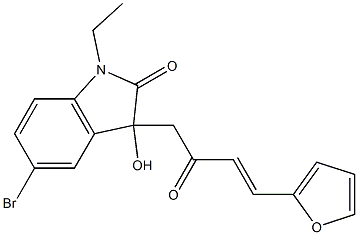 5-bromo-1-ethyl-3-[4-(2-furyl)-2-oxo-3-butenyl]-3-hydroxy-1,3-dihydro-2H-indol-2-one Struktur