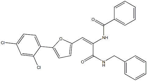 N-{1-[(benzylamino)carbonyl]-2-[5-(2,4-dichlorophenyl)-2-furyl]vinyl}benzamide Struktur