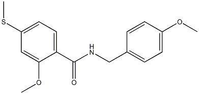 2-methoxy-N-(4-methoxybenzyl)-4-(methylsulfanyl)benzamide Struktur