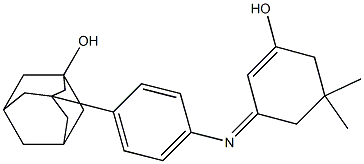 3-{4-[(3-hydroxy-5,5-dimethyl-2-cyclohexen-1-ylidene)amino]phenyl}-1-adamantanol Struktur