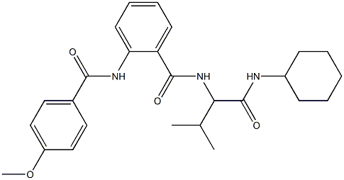 N-{1-[(cyclohexylamino)carbonyl]-2-methylpropyl}-2-[(4-methoxybenzoyl)amino]benzamide Struktur