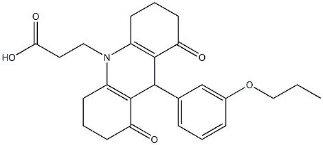 3-(1,8-dioxo-9-(3-propoxyphenyl)-2,3,4,5,6,7,8,9-octahydro-10(1H)-acridinyl)propanoic acid Struktur