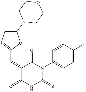 1-(4-fluorophenyl)-5-{[5-(4-morpholinyl)-2-furyl]methylene}-2-thioxodihydro-4,6(1H,5H)-pyrimidinedione Struktur