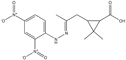 3-[2-({2,4-bisnitrophenyl}hydrazono)propyl]-2,2-dimethylcyclopropanecarboxylic acid Struktur