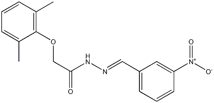 2-(2,6-dimethylphenoxy)-N'-{3-nitrobenzylidene}acetohydrazide Struktur