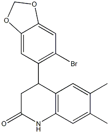 4-(6-bromo-1,3-benzodioxol-5-yl)-6,7-dimethyl-3,4-dihydroquinolin-2(1H)-one Struktur