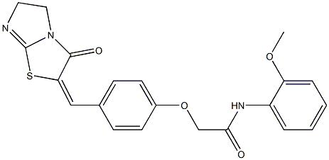 N-(2-methoxyphenyl)-2-{4-[(3-oxo-5,6-dihydroimidazo[2,1-b][1,3]thiazol-2(3H)-ylidene)methyl]phenoxy}acetamide Struktur