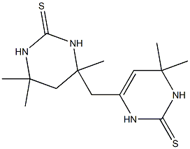 4-[(6,6-dimethyl-2-thioxo-1,2,3,6-tetrahydro-4-pyrimidinyl)methyl]-4,6,6-trimethyltetrahydro-2(1H)-pyrimidinethione Struktur