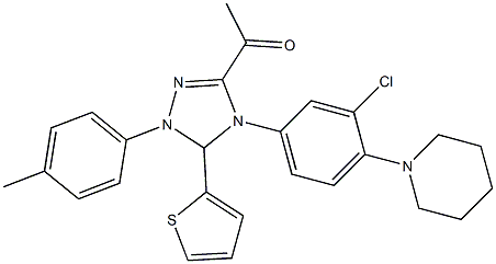 1-[4-[3-chloro-4-(1-piperidinyl)phenyl]-1-(4-methylphenyl)-5-(2-thienyl)-4,5-dihydro-1H-1,2,4-triazol-3-yl]ethanone Struktur