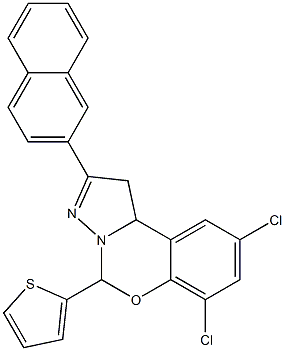 7,9-dichloro-2-naphthalen-2-yl-5-thien-2-yl-1,10b-dihydropyrazolo[1,5-c][1,3]benzoxazine Struktur