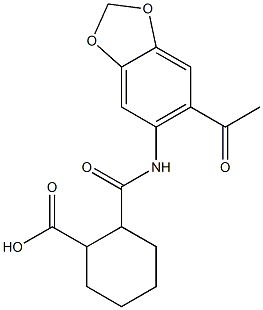 2-{[(6-acetyl-1,3-benzodioxol-5-yl)amino]carbonyl}cyclohexanecarboxylic acid Struktur