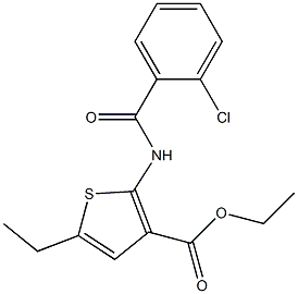 ethyl 2-[(2-chlorobenzoyl)amino]-5-ethyl-3-thiophenecarboxylate Struktur