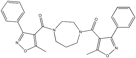 1,4-bis[(5-methyl-3-phenyl-4-isoxazolyl)carbonyl]-1,4-diazepane Struktur