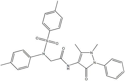 N-(1,5-dimethyl-3-oxo-2-phenyl-2,3-dihydro-1H-pyrazol-4-yl)-2-{4-methyl[(4-methylphenyl)sulfonyl]anilino}acetamide Struktur