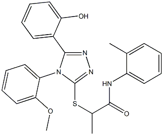 2-{[5-(2-hydroxyphenyl)-4-(2-methoxyphenyl)-4H-1,2,4-triazol-3-yl]sulfanyl}-N-(2-methylphenyl)propanamide Struktur