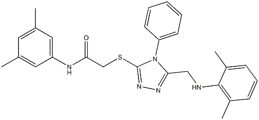 2-({5-[(2,6-dimethylanilino)methyl]-4-phenyl-4H-1,2,4-triazol-3-yl}sulfanyl)-N-(3,5-dimethylphenyl)acetamide Struktur