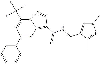 N-[(1,3-dimethyl-1H-pyrazol-4-yl)methyl]-5-phenyl-7-(trifluoromethyl)pyrazolo[1,5-a]pyrimidine-3-carboxamide Struktur